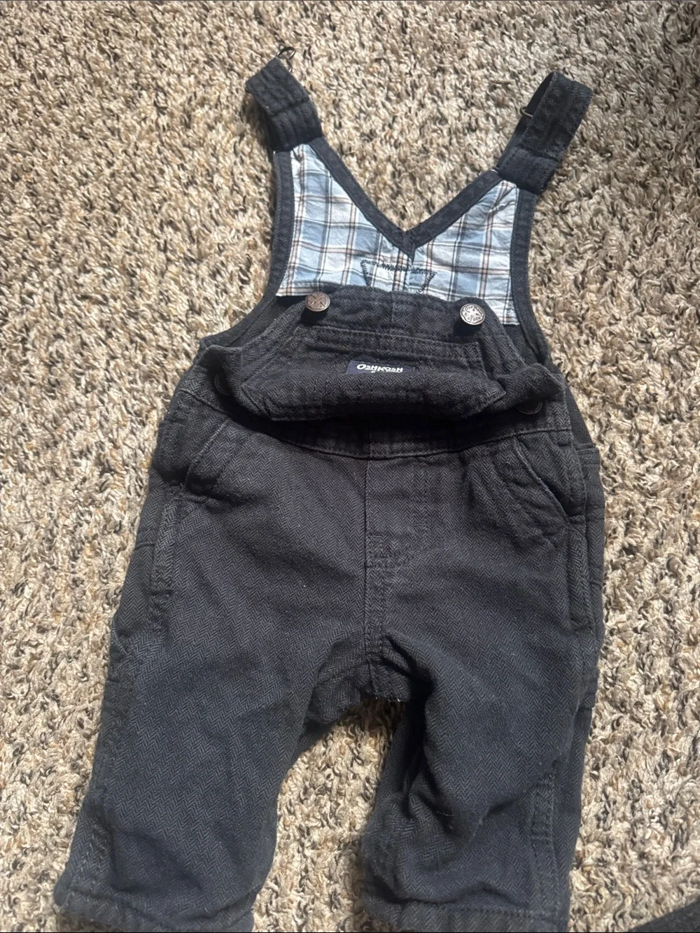 OshKosh B'gosh Black Baby Overalls with Front Pocket